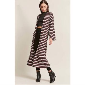 Striped Longline Open Cardigan